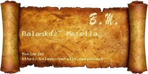 Balaskó Metella névjegykártya